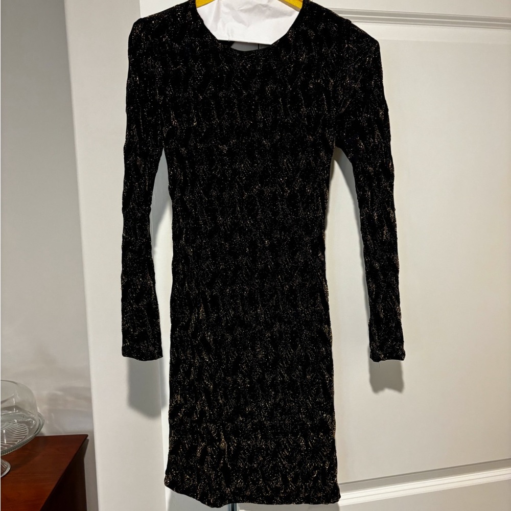 Shimmery Black Long Sleeve dress